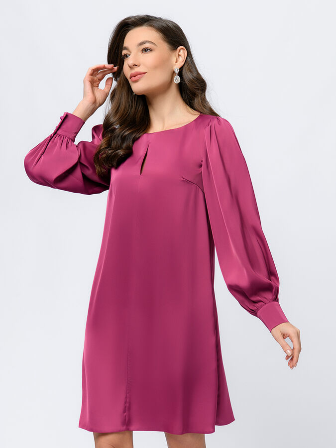 1001 Dress Платье вишневого цвета длины мини с разрезом на груди и объемными рукавами