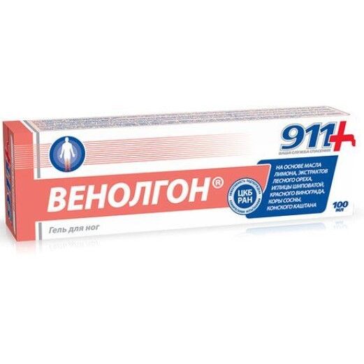 911 Ваша служба спасения Венолгон гель для ног при тяжести боли и отека