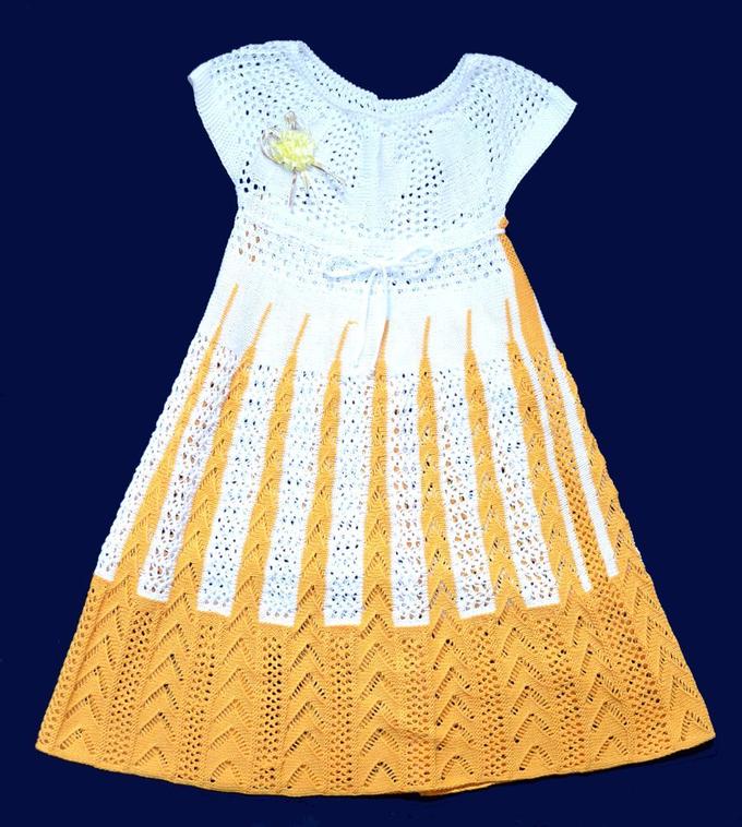 Лд1130-0341м Платье летнее Маленькая принцесса белое с оранжевым