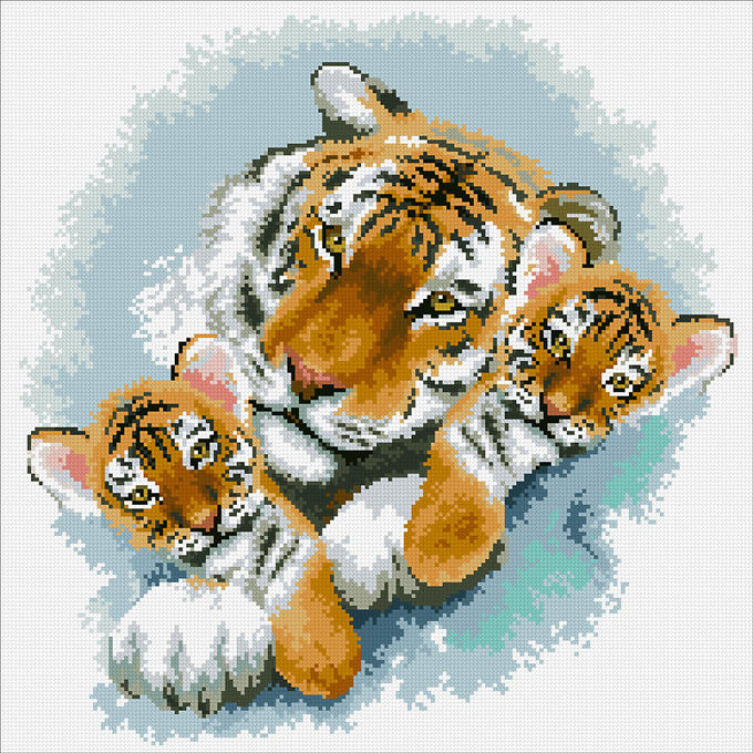 Набор (алмазная мозаика) Тигриная семейка