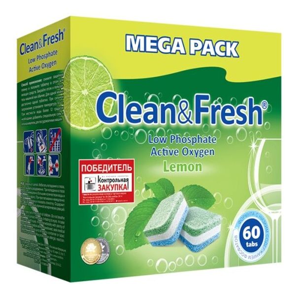 CLEAN&amp;FRESH Таблетки для ПММ 5в1 &quot;Clean &amp; Fresh&quot;  60шт /1уп