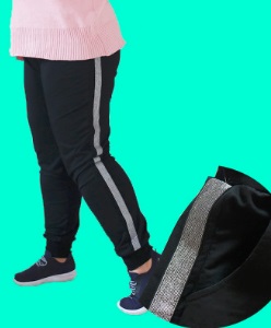 Спортивные брюки с лампасами из пайеток Цвет: ЧЕРНЫЙ