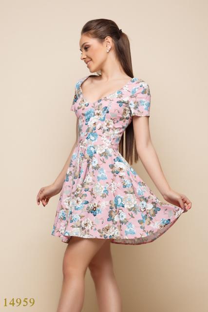 Женское платье 14959 розовый принт