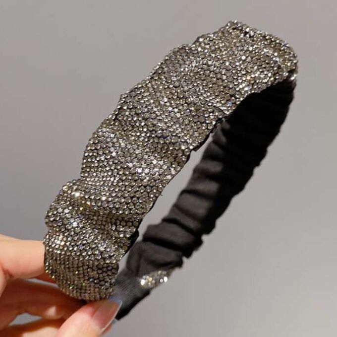 Ободок для волос, декорирован стразами, черный/серый | Шикарные ободки ...