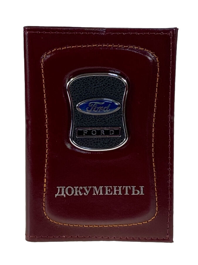 Greta Обложка для автодокументов FORD из натуральной кожи, цвет бордовый