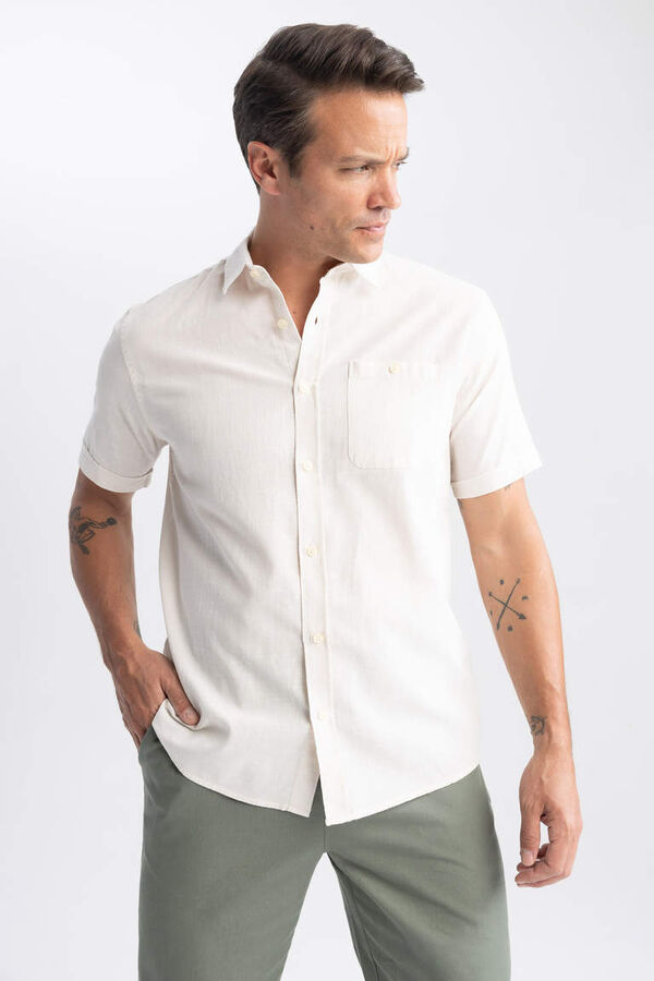 DEFACTO Рубашка из 100% хлопка с короткими рукавами и воротником-поло обычного кроя