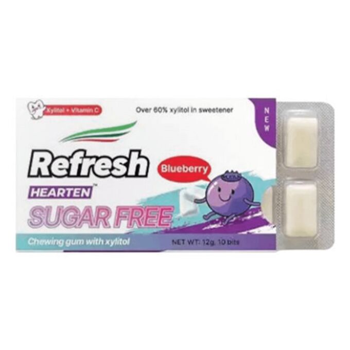 Refresh Hearten Жевательная резинка со вкусом черники Sugar Free Blueberry, 12 г