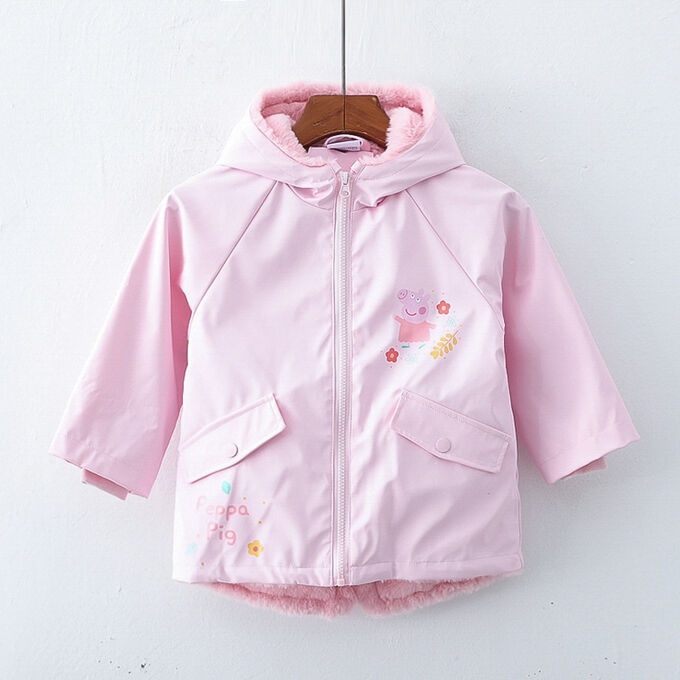 Детская утепленная куртка на молнии, с капюшоном, цвет розовый
