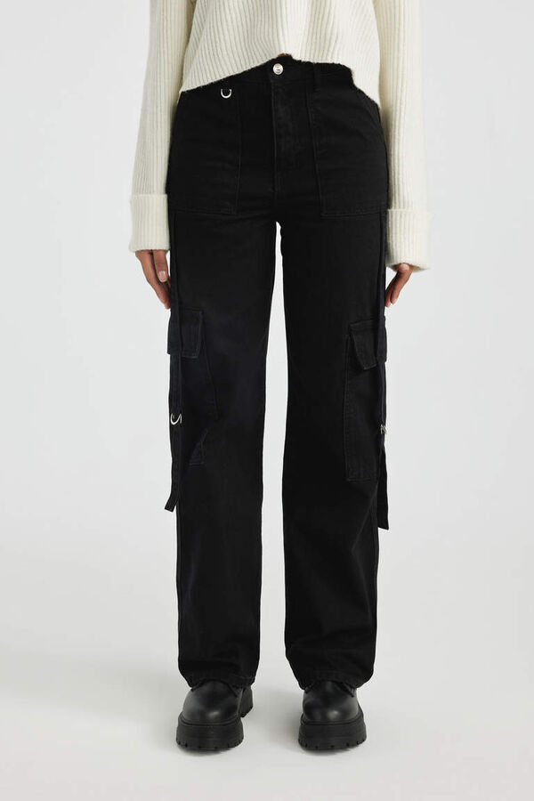 DEFACTO Широкие длинные джинсовые брюки-карго с высокой талией