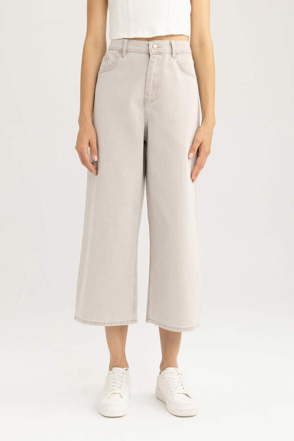 DEFACTO Джинсовые брюки-кюлоты длиной до щиколотки из 100% хлопка с высокой талией