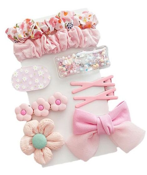 Заколки для волос детские, набор из 9 предметов, розовый Бант