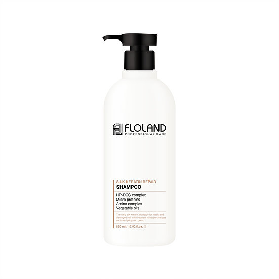 Шампунь для восстановления поврежденных волос Floland Premium Silk Keratin Shampoo