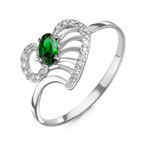 Серебряное кольцо с фианитом зеленого цвета 228