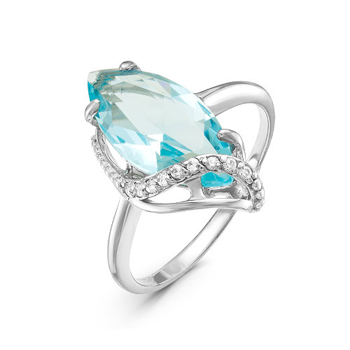 Серебряное кольцо с голубым фианитом - 678