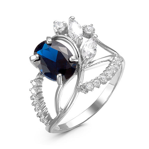 Artefakt Серебряное кольцо с фианитом синего цвета 330
