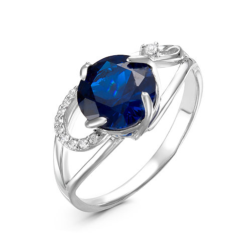 Серебряное кольцо с фианитом синего цвета 053