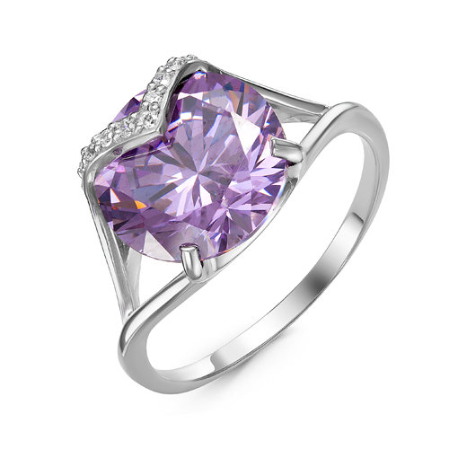 Artefakt Серебряное кольцо с  фианитом фиолетового цвета - 219