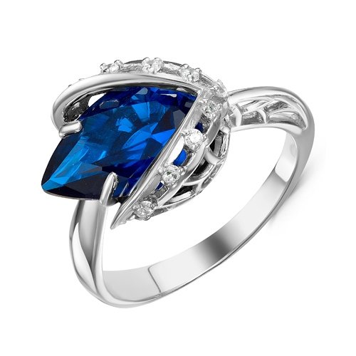 Серебряное кольцо с фианитом синего цвета 193