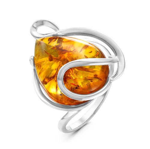 Серебряное кольцо 925 пробы с янтарем - 596