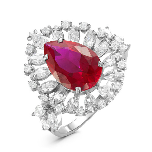 Artefakt Серебряное кольцо с фианитом цвета рубин 078