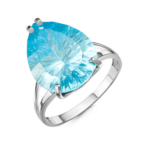 Серебряное кольцо с фианитом голубого цвета 252