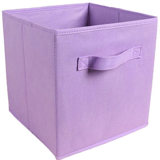 Ящик складной для хранения вещей светло-фиолетовый 30*30*30см коробка для хранения игрушек складная тканевая 30*30*30см Квадратный складной контейнер для хранения вещей Органайзер для хранения