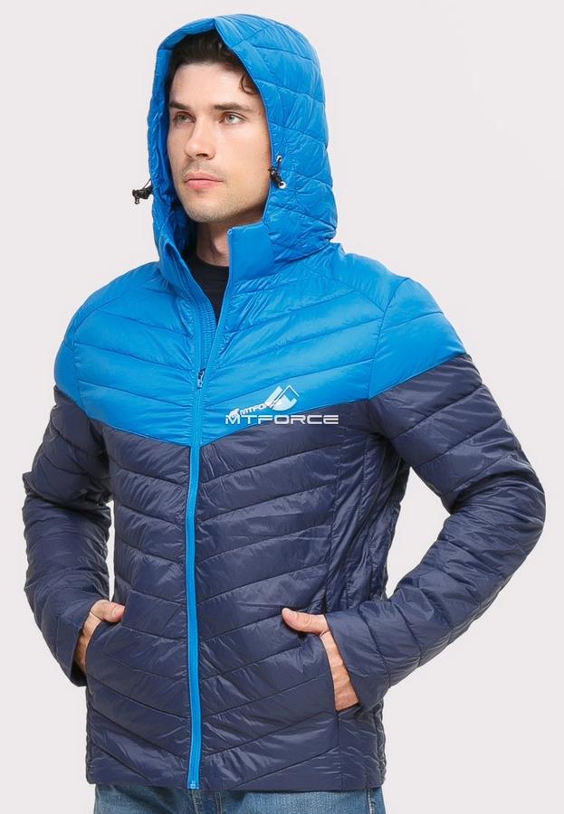 Мужская осенняя весенняя спортивная куртка стеганная темно-синего цвета