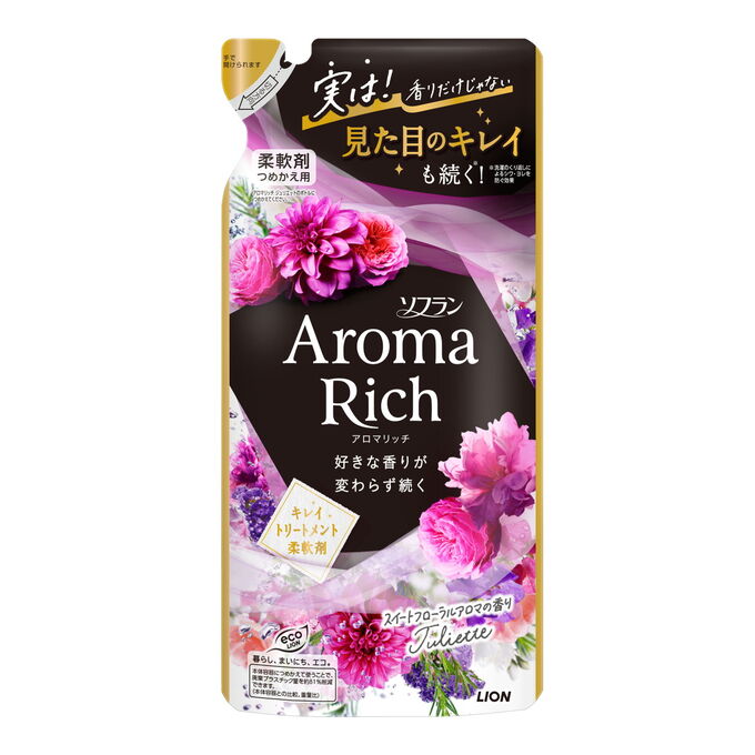 Lion Кондиционер для белья Aroma Rich Juliette с натуральными маслами 380мл мягкая упаковка