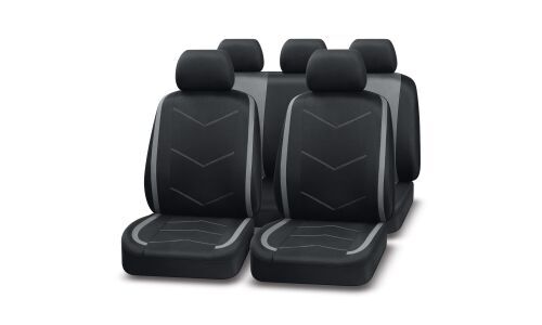 Чехлы универсальные для передних и задних сидений полиэстер, Черный и Серый цвет, 9 предметов, AUTOPREMIER Impulse