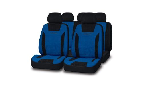 Чехлы универсальные для передних и задних сидений велюр, Черный и Синий цвет, 11 предметов, AUTOPREMIER President