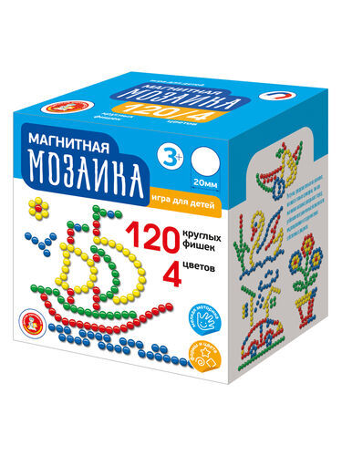 Десятое королевство Магнитная круглая мозаика для детей (4 цвета, 120 элементов)
