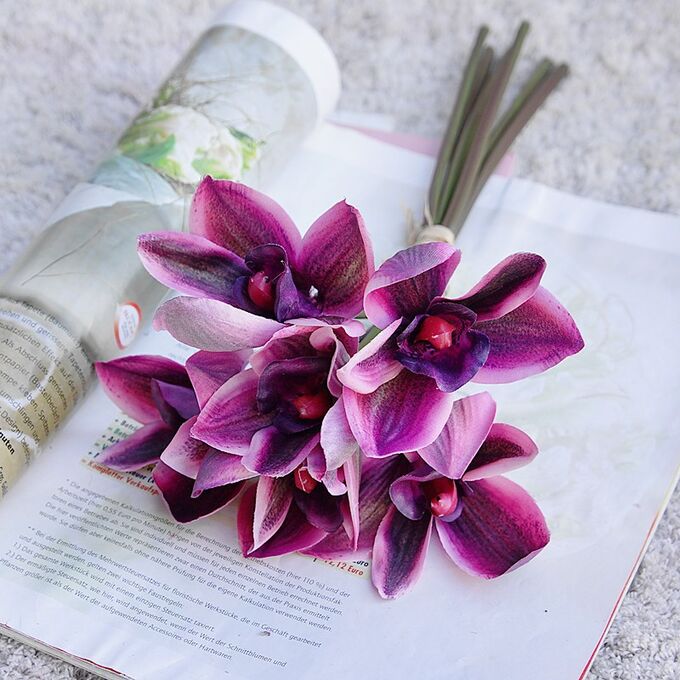 Букет искусственных цветов &quot;Орхидеи&quot;, цвет фиолетовый