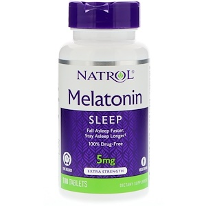 Natrol, Мелатонин, медленное высвобождение, 5 мг, 100 таблеток Произведено Natrol