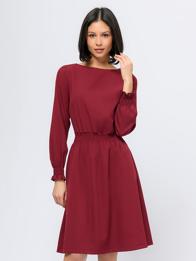 1001 Dress Платье вишневого цвета с длинными рукавами