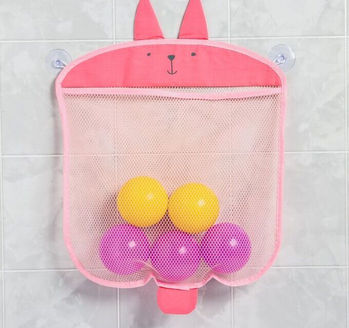 Крошка Я Сетка для хранения игрушек в ванной на присосках «Зайка», цвет розовый
