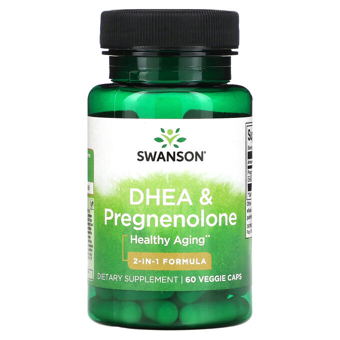 iherb Swanson, ДГЭ и прегненолон, 60 растительных капсул