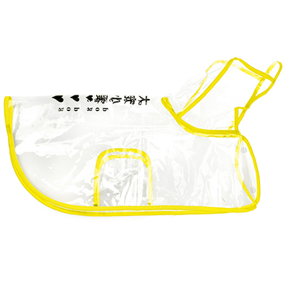 Одежда для собаки &quot;Плащ с капюшоном&quot; прозрачный, на кнопках р-р S 25см, желтый кант, ПВХ (Китай)