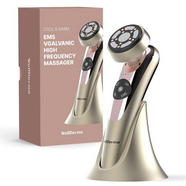 Гальванический высокочастотный массажер, с технологиями EMS и световой терапии WellDerma Cool&amp;Warm EMS Galvanic High-Frequency Massager, 1шт