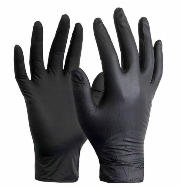 Перчатки винил-нитриловые,  черные L 100шт Wally Plastic