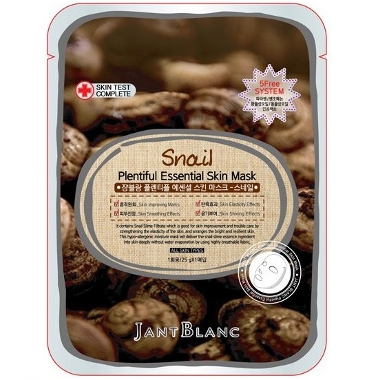 Jant Blanc Маска для лица ткан. УЛИТОЧНЫЙ МУЦИН Snail Mucus Plentiful Essential Skin Mask, 25 гр