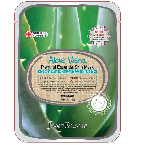 Jant Blanc Маска для лица ткан. АЛОЭ Aloe Plentiful Essential Skin Mask, 25 гр