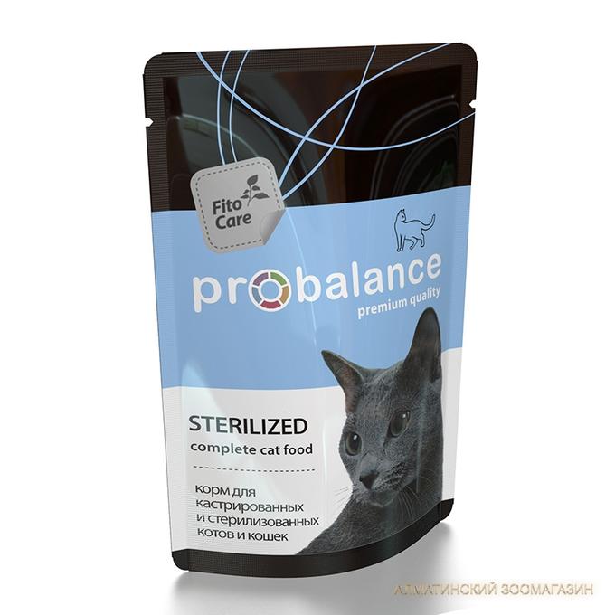 ProBalance Корм консервированный, Sterilized для стерилиз.кошек/кастр. котов, пауч 85 гр 1/25