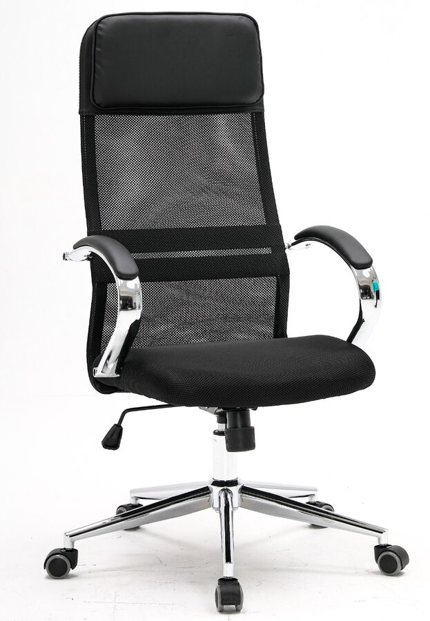 Offiks Кресло компьютерное офисное RT-2020 на колесах из ткани с сеткой в черном цвете. Нагрузка до 120 кг.