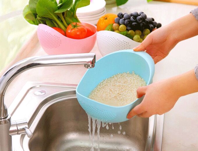 Миска для промывания риса и круп, мытья овощей, фруктов, зелени Чашка для мытья круп, риса, овощей и зелени