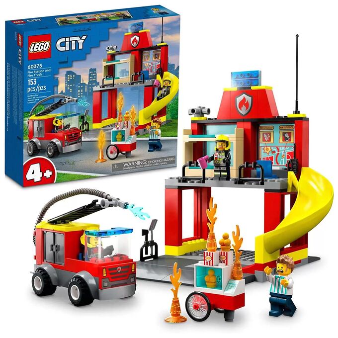 Конструктор LEGO City Пожарная часть и пожарная машина, 153 детали, 60375 (Оригинал)