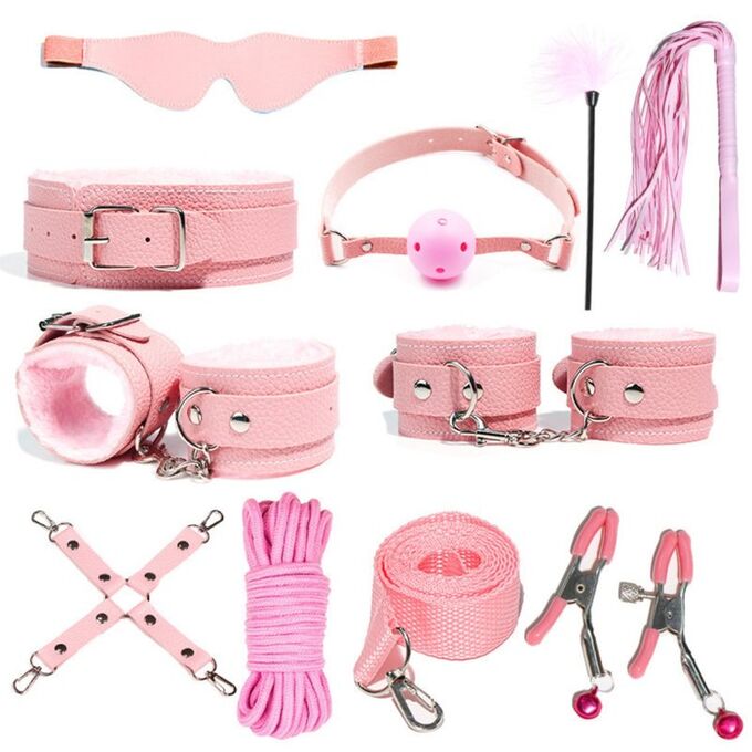 Эротический БДСМ набор Оки-Чпоки, розовый, 11 предметов
