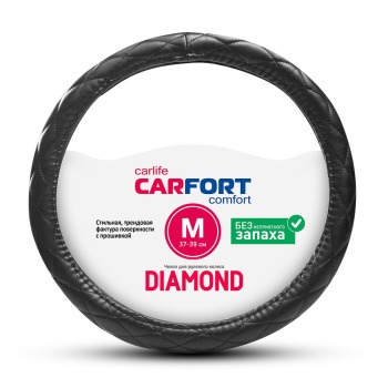 Оплетка CarFort Diamond, черная прошивка, мягкая, М (1/25) CS2162