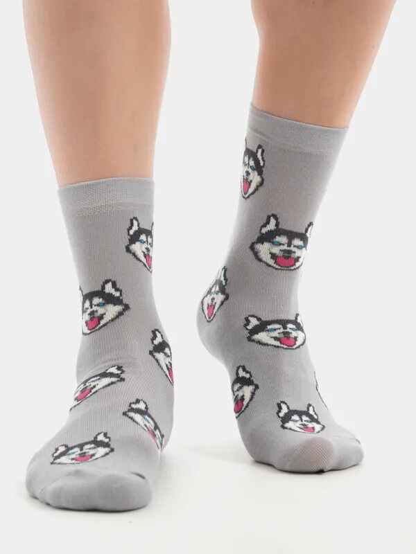 Stereo Socks 0106 Носки мужские, женские с прикольным принтом Хаски