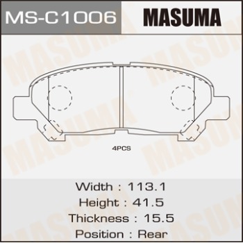 Колодки дисковые MASUMA  TOYOTA/HIGHLANDER/ASU40, GSU45 rear   (1/12) MS-C1006