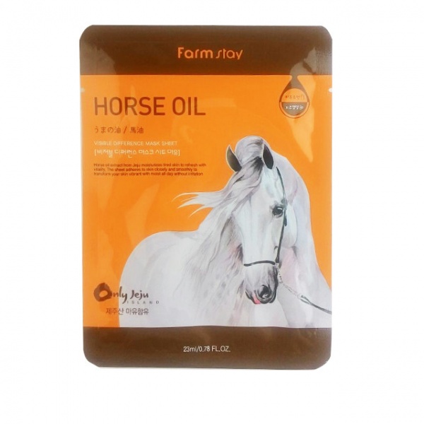 Farm Stay Horse Oil Visible Difference Mask Sheet Тканевая маска с лошадиным маслом для сухой кожи  23мл